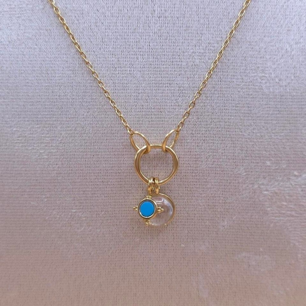 Madewell Gold necklace with blue and white charms - Picture 3 of 6